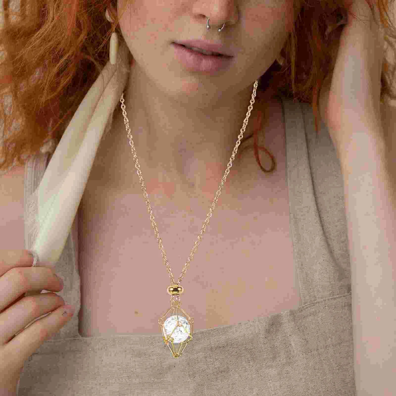 Сетчатая сумка из натурального кристалла с необработанным камнем металлическое