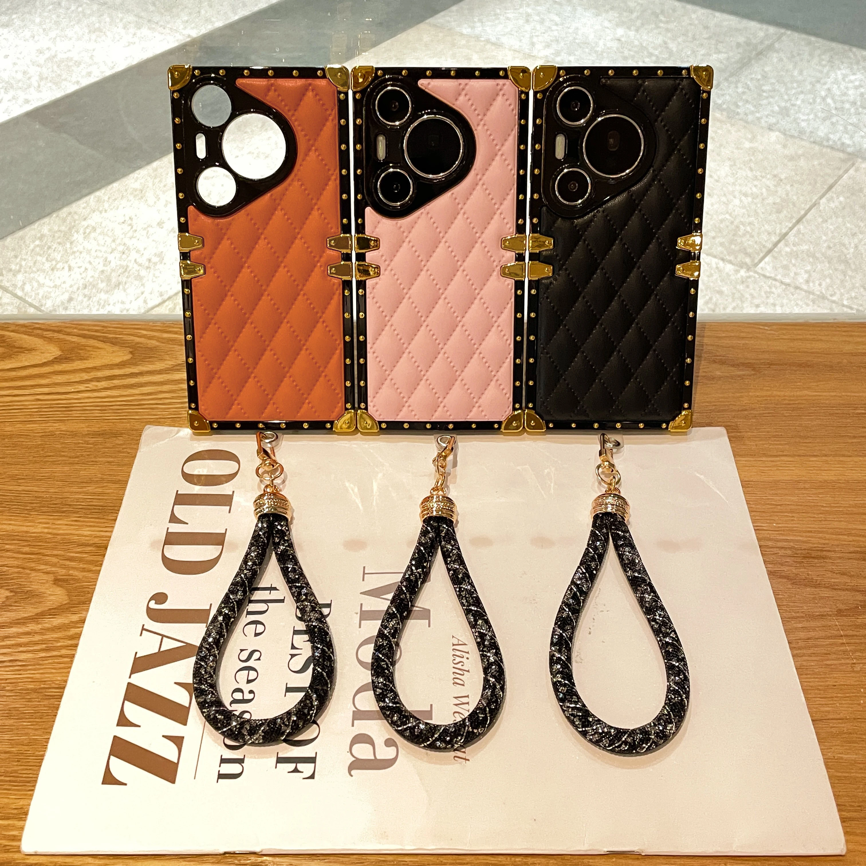 Противоударный кожаный чехол с геометрическим рисунком для Huawei Pura 70 Pro защитный