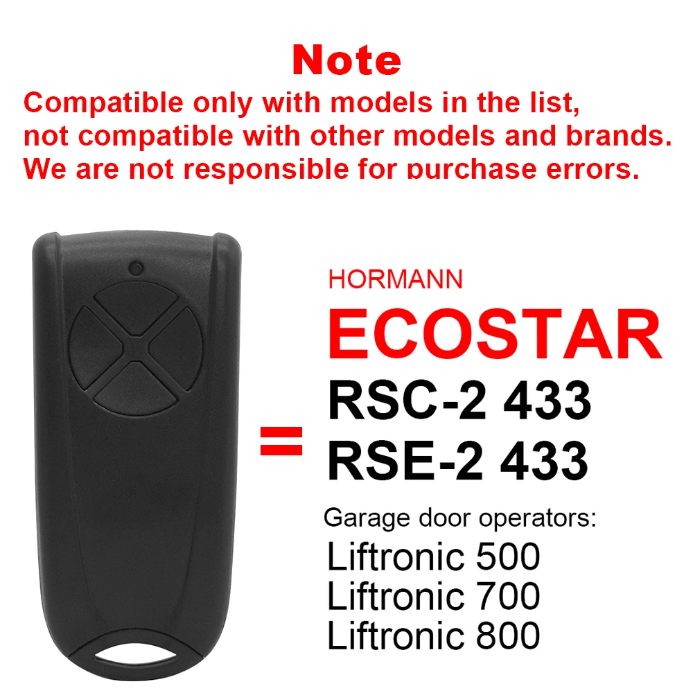 Совместимый Hormann ECOSTAR RSC2 RSE2 433 МГц пульт дистанционного управления для гаражных