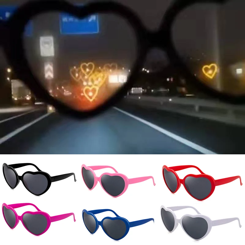 

New Women Fashion Heart Shaped Effects Glasses Watch The Lights Change To Heart Shape At Night Diffraction Glasses Sunglasses