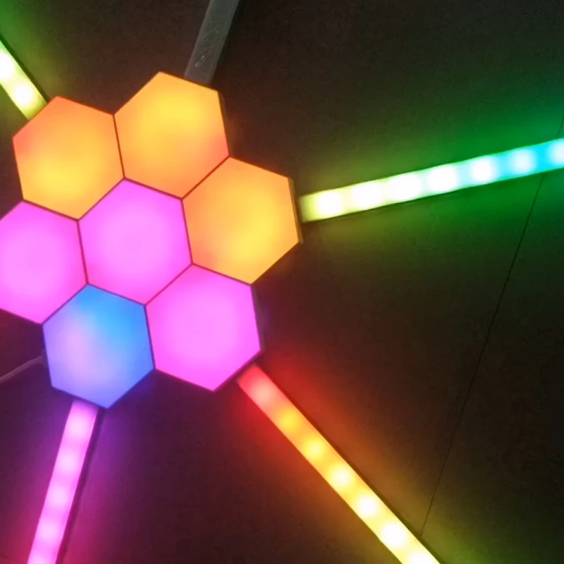 Novas Ideias de Produto 2022 Luz de Parede Led Hexágono Luz Sincronização com Música Luzes Tira Inteligente Acessórios do Jogo para Casa Decoração Interior