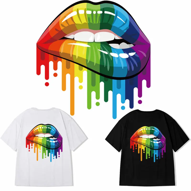 

Colorful Woman Lips Patches on Clothes Dress Iron-on Transfers for Clothing Thermoadhesive Patches Stickers Thermal Applications