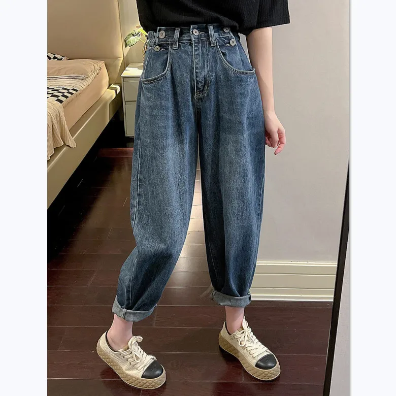 

Pear-shaped Body Harlan Jeans Women's Spring 2023 New Fat Mm Large Size High Waist Show Thin Cropped Pants