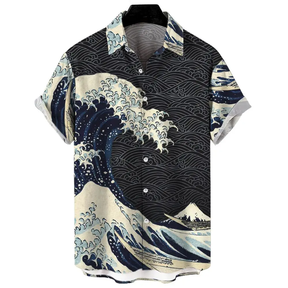

Мужская гавайская рубашка с коротким рукавом, с 3D-принтом