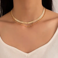 vintage boho classic double clavicle necklace for women personality stainless steel gold necklace party birthday gift jewelry