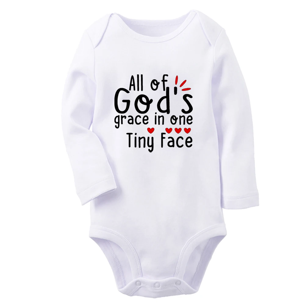 

All of God's Grace in One Tiny Face Fun Baby Bodysuit Cute Boys Girls Rompers Infant Long Sleeves Jumpsuit Newborn Soft Clothes
