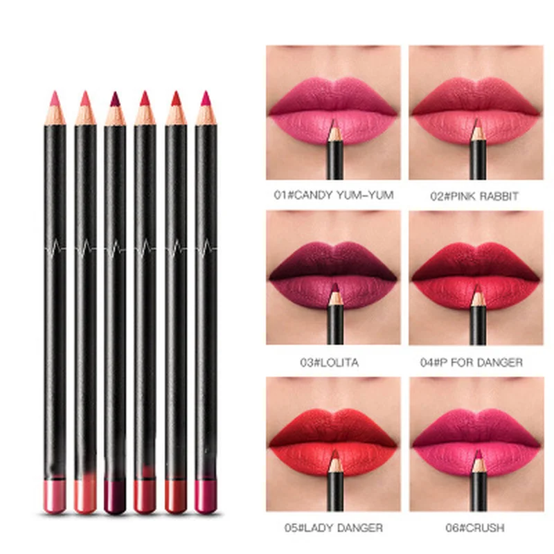 

6pcs Lip Liner Pencil Nude Matte Lipliner Cosmetic Lipstick Professional Waterproof Lady Charming Lasting Lip Liner Makeup Kit
