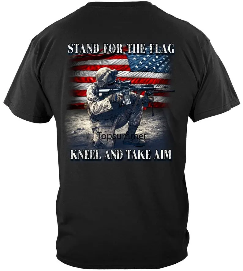 

Stand For The Flag Kneel And Take Aim Oversized T-Shirt Brand Mens Clothing Short Sleeve Streetwear Large Size Top Tee