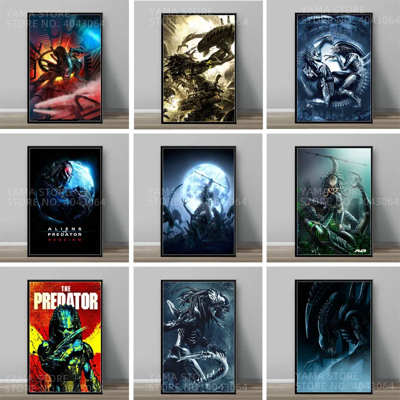 

Alien vs. Predator Classic Monster Movie Horror Print Art Canvas Poster For Living Room Decor Home Wall Picture
