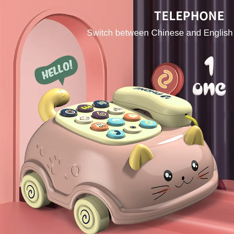 Children's Intelligence, Multi-functional Early Education, Chinese English Bilingual Telephone, Cat Shaped Toy, Story Machine