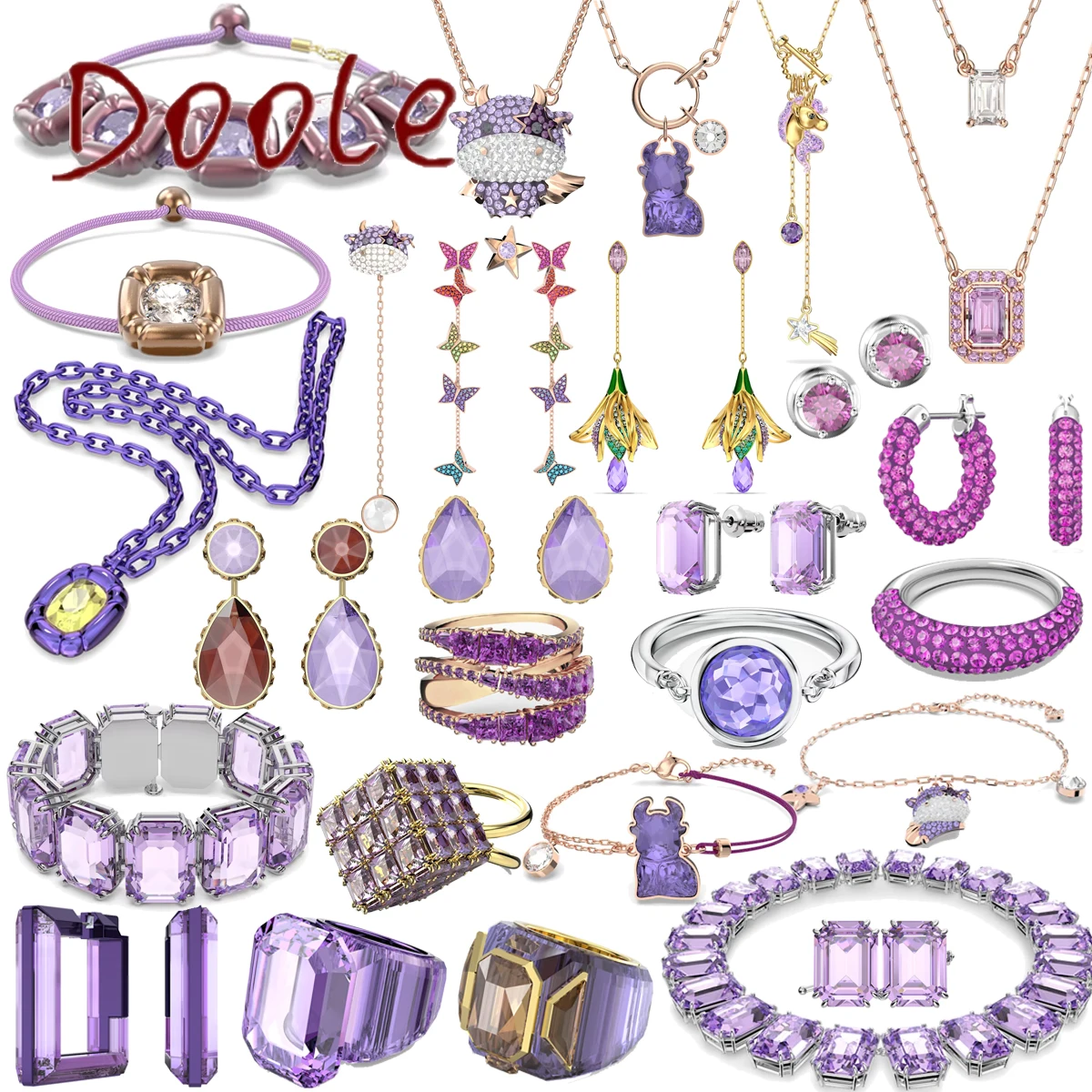 

SWAN 2023 New Boutique Jewelry Sets Charms Luxury Purple Collection Austrian Crystal High Quality Gift for Women Free Shipping