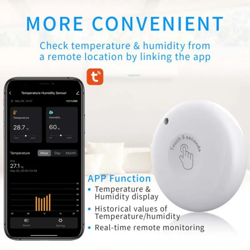 

Tuya Bluetooth Digital Weather Station Indoor And Outdoor Temperature Humidity Meter Sensor Gauge Thermometer Hygrometer