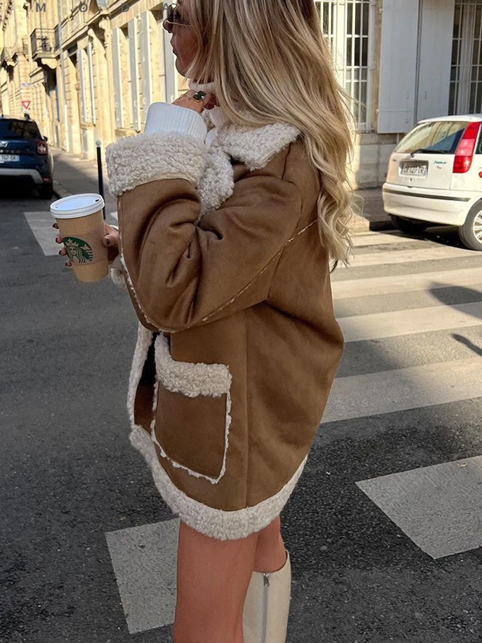 2022 Autumn Winter Women Warm Faux Fur Fleece Coat Jacket Lamb Wool Thickened Locomotive Lapel Female Chic Outwear Top Clothing