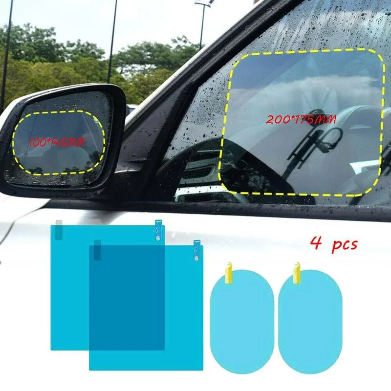 

4 Pcs Car Rearview Mirror Film Anti-Rain Fog Waterproof PET Clear Film Accessory