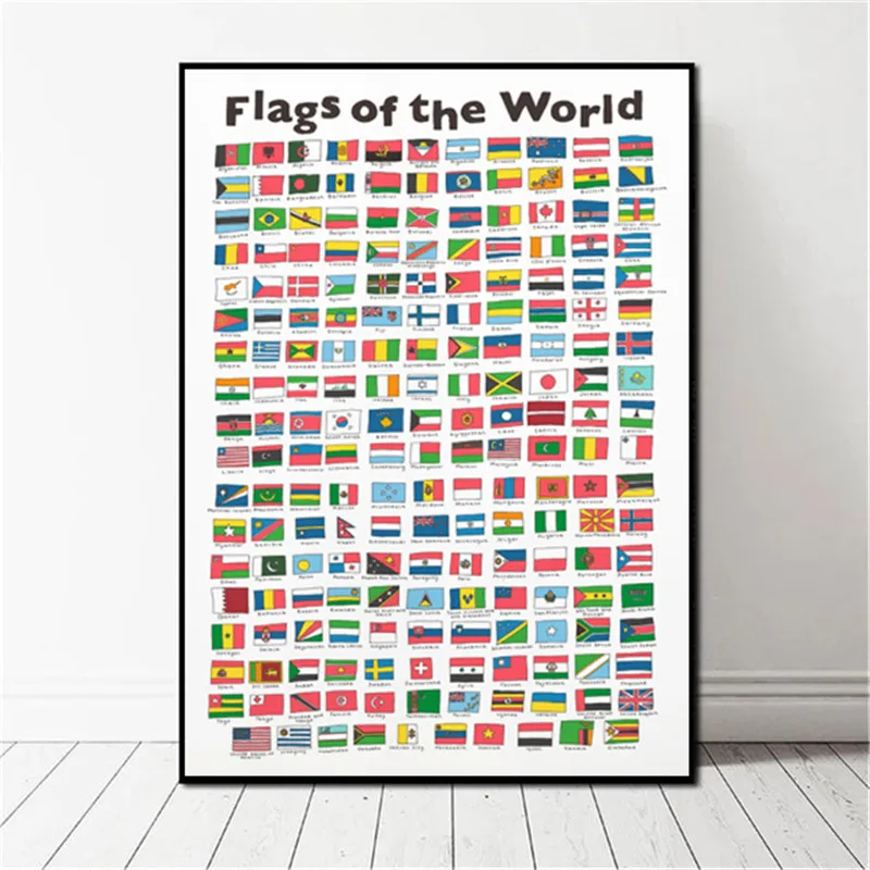 Постер с флагами мира флаги стран Картина на холсте настенное искусство