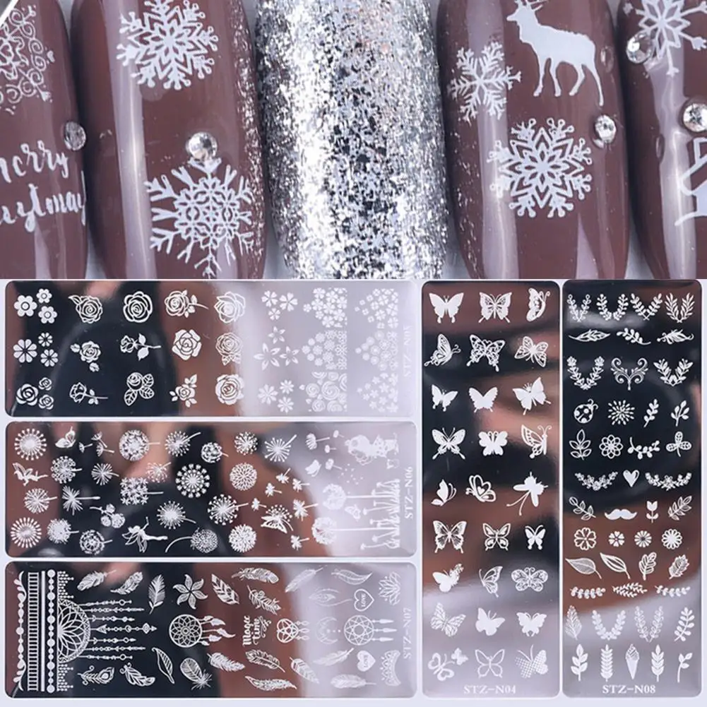 

Nail Art Stamping Plate Clear Engraved Leaf Flower Printing Stainless Steel DIY Manicure Template Nail Tool for Beauty