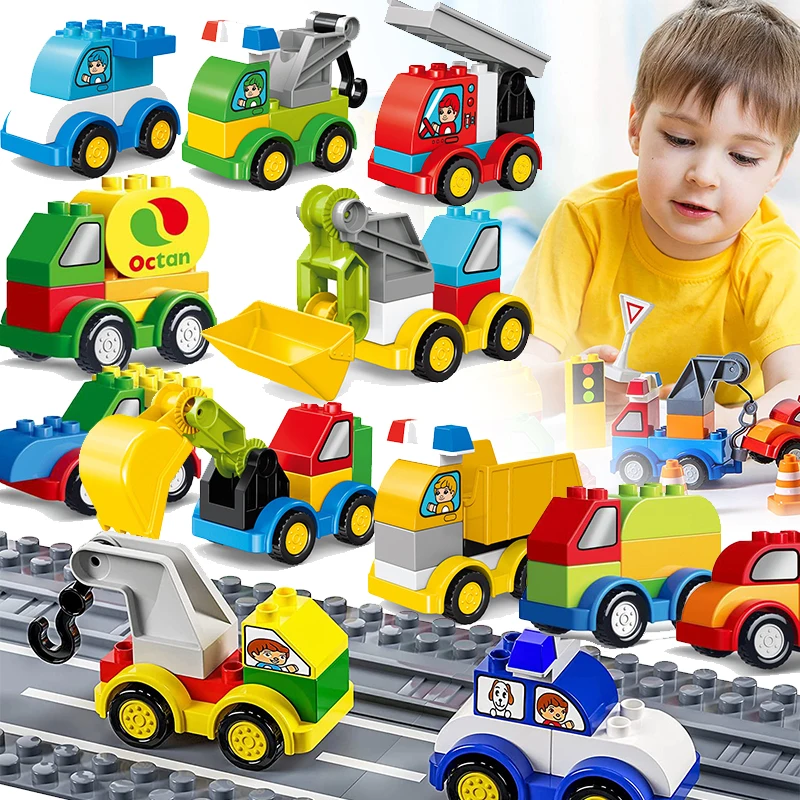 

Car Building Blocks Create First Toy Cars Construction Truck Compatible Large Building Bricks VehicleSets for Boy Gift 2-5 Years