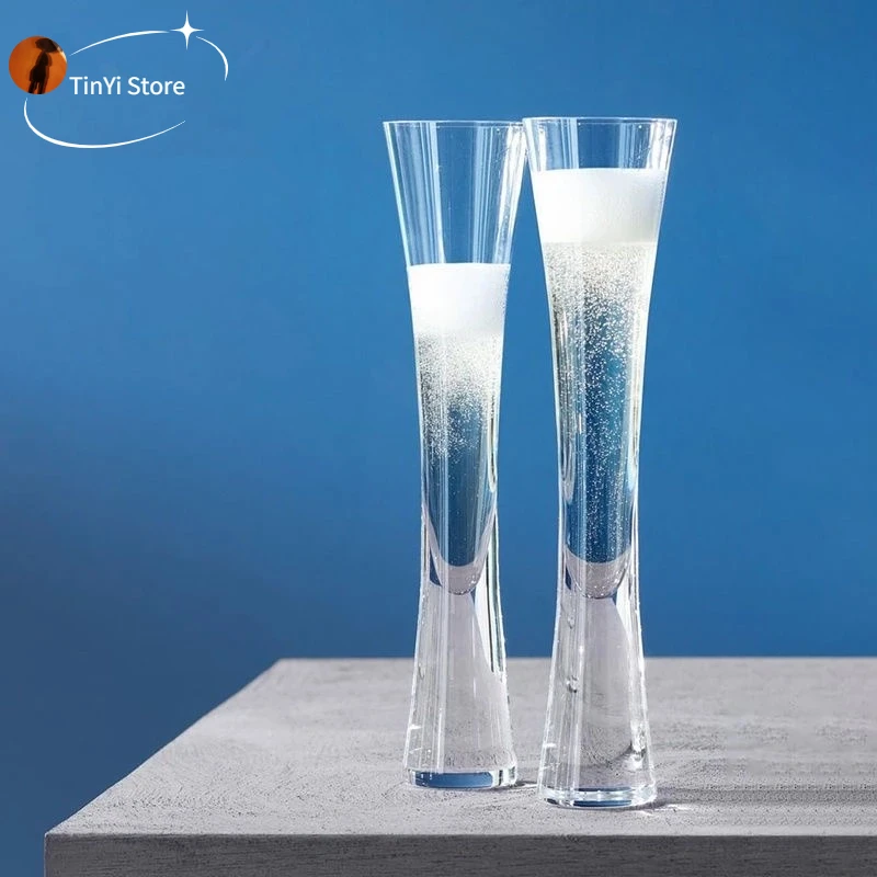 

2 Pcs Champagne Glasses Glitter Flutes Clear Cups Bubble Wine Tulip Cocktail for Bar Party Gift Wedding Dress Wine Glasses