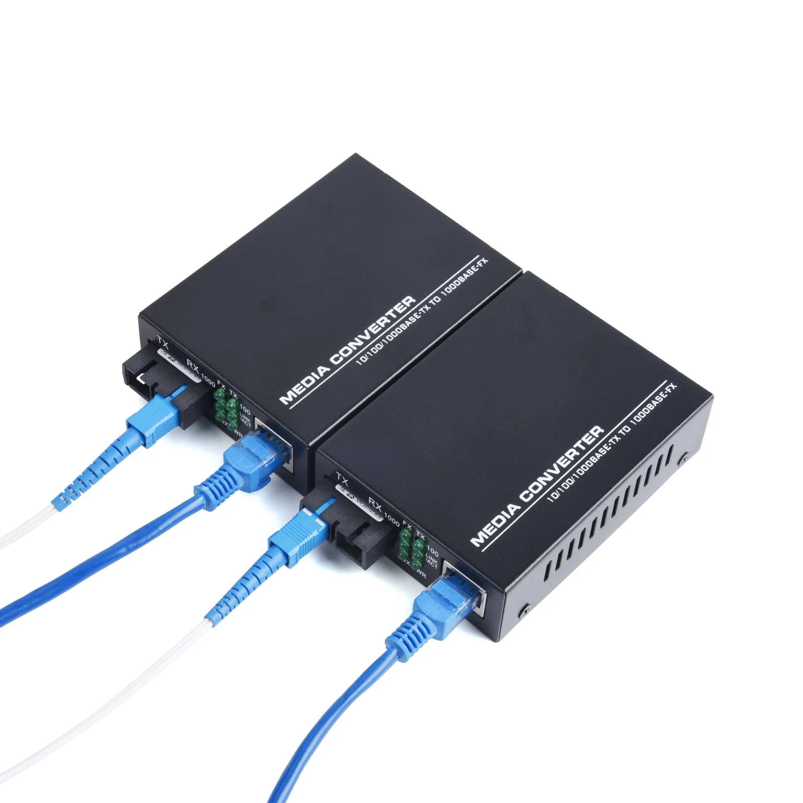 Gigabit Fiber Optical Media Converter Switch 100/1000M Single Mode Multimode UPC/APC 2 SC-Port to 1 RJ45 Fiber Transceiver Kit