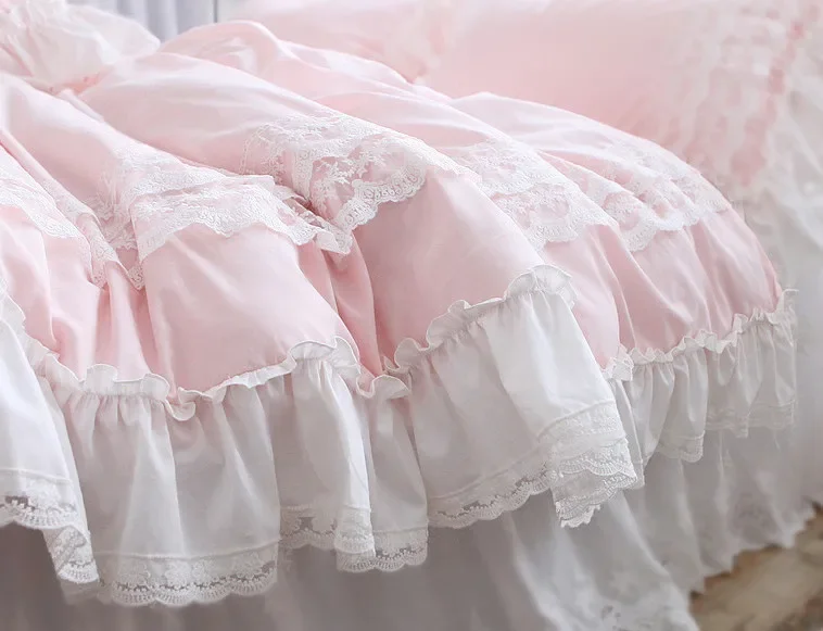 

Пододеяльник Романтический Элегантный Пододеяльник Романтический Кружевной Пододеяльник с рюшами Королева Розовая Принцесса Пододеяльник Хлопковые Чехлы