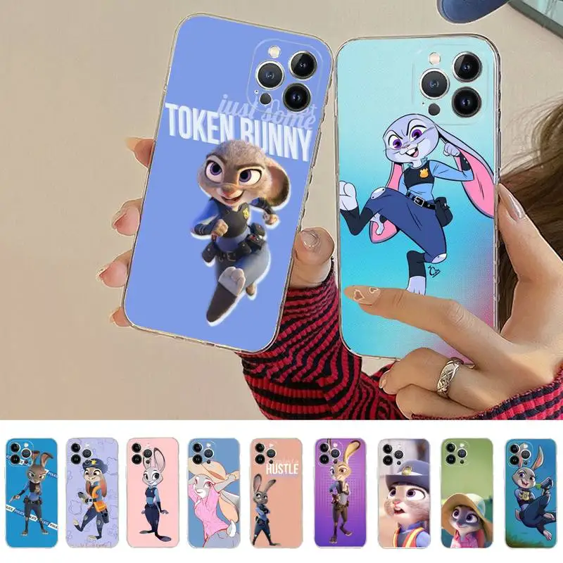 

Disney Zootopia Judith Laverne Hopps Phone Case For iPhone 14 13 12 Mini 11 Pro XS Max X XR SE 6 7 8 Plus Soft Silicone Cover