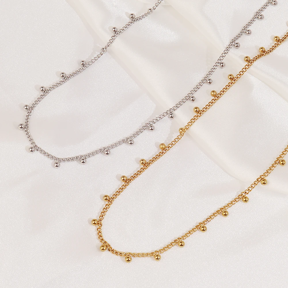 Ожерелье с цепочкой из 18-каратного золота рисовыми бусинами женское ожерелье