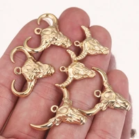 5pcs stainless steel animal pendants gold cow charms earring dangles for jewelry making earring diy necklace accessories