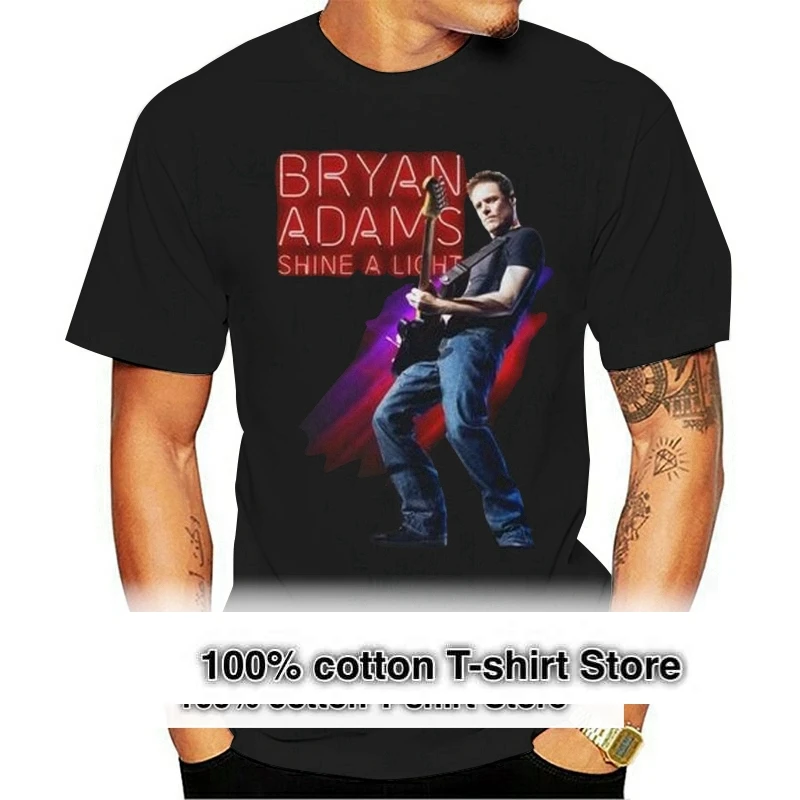 

New Bryan Adams Shine A Light USA Tour Aug-Sept 2021 Black T Shirt S - 3XL 100% Cotton Men T Shirt Women Tops Tee