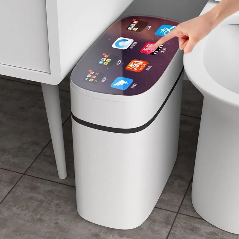 

13/16L Smart Kick Sensor Trash Can Automatic Kitchen Living Room Bathroom Household Waterproof Induction Garbage Bin Wastebasket