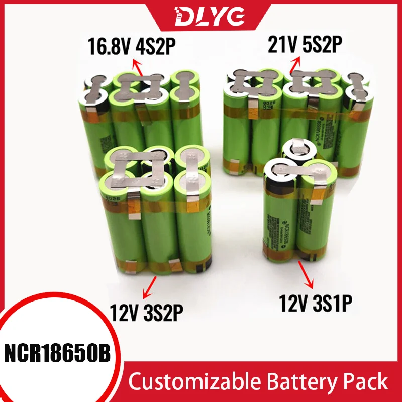 

New Original 3s1p 3s2p 4s2p 5s2p 12V 16.8v 21V 25V Battery Pack Ncr18650b 20A Shura Screwdriver Battery Discharge Current