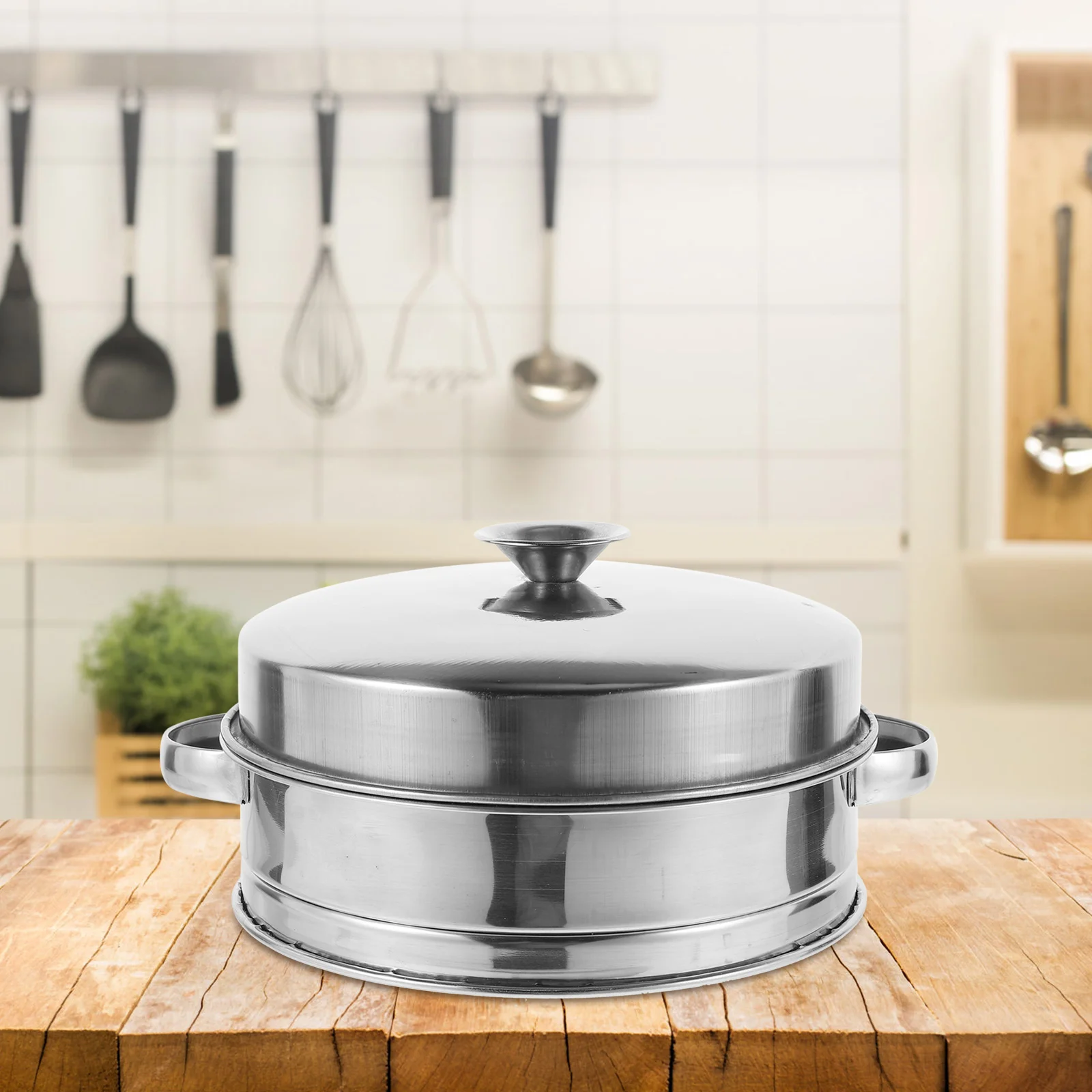 

1 Set of Stainless Steel Steamer Basket Double Handle Steamer Holder Household Steaming Basket