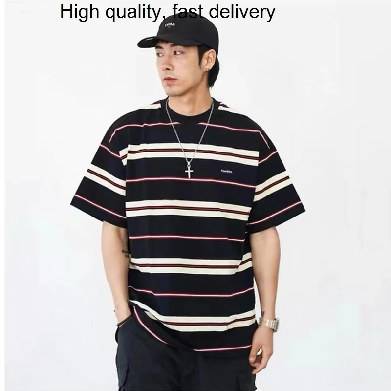 

22SS Japan NAUTICA Multicolor Stripe Casual Fashion Round Neck Men's And Women's Short Sleeved T-shirts