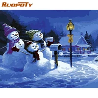 ruopoty paint by number snowman drawing on canvas handpainted painting art gift diy pictures by number scenery kits home decor