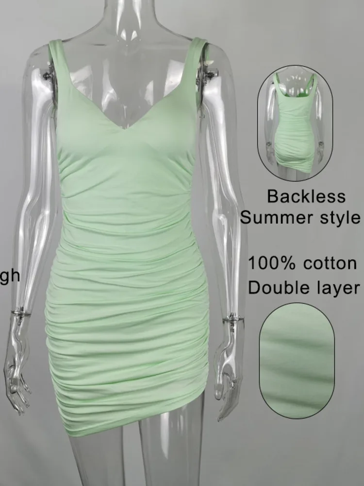 Женское Асимметричное мини-платье SRUBY розовое Плиссированное Платье с V-образным