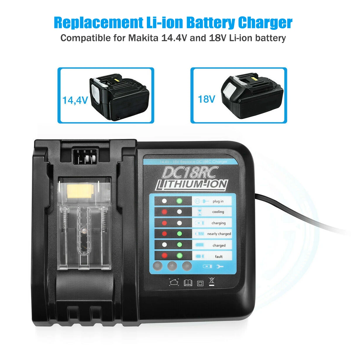 Battery Charger 18V For Makita Battery BL1830 BL1430 BL1840 1850 1860 1890 14.4v 18v 3A 6A Electric Power Tool Charger
