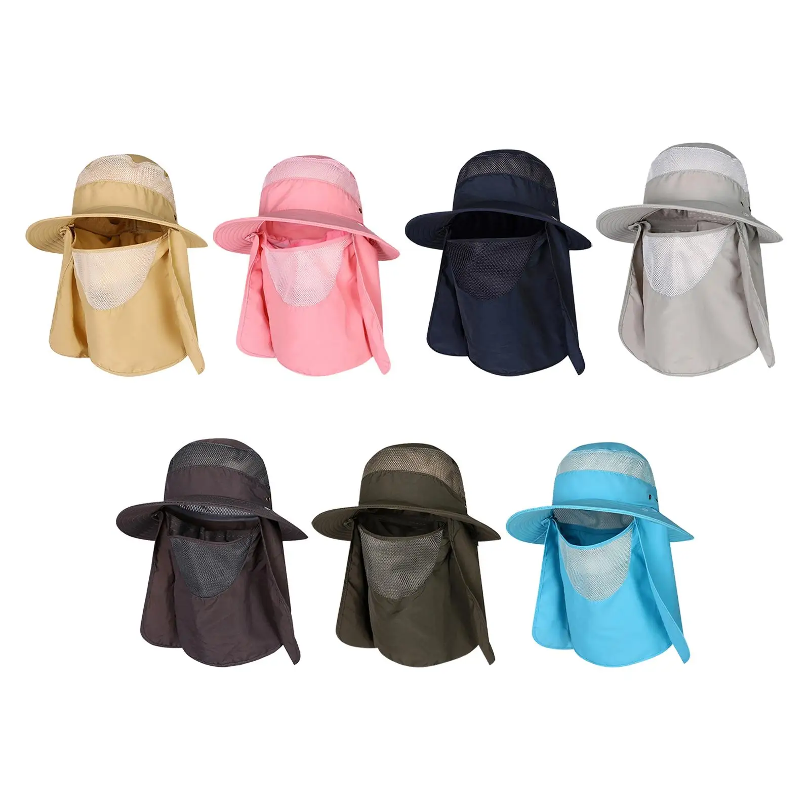 

Summer Caps Sun Protection Face Cover Fishing Hats with Removable Neck Flap Cover for Outdoor Hiking Gardening Women Men Summer