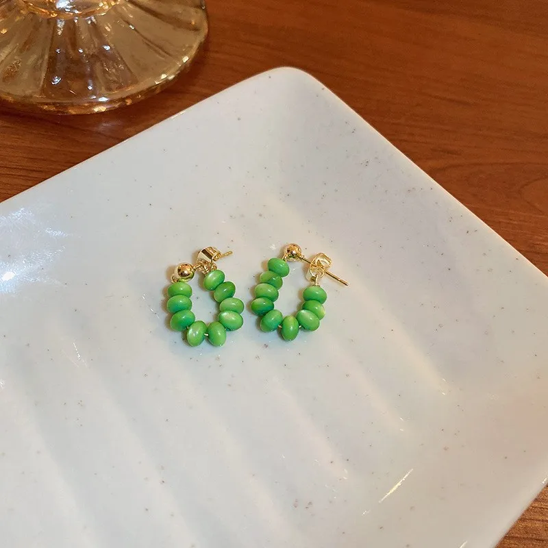 2022 Новое поступление простые зеленые геометрические богемные Висячие серьги для