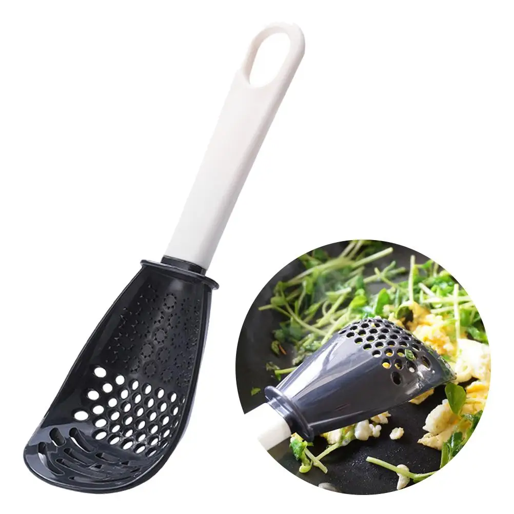 

New Multifunctional Kitchen Cooking Spoon Heat-resistant Hanging Hole Innovative Potato Garlic Press Colander