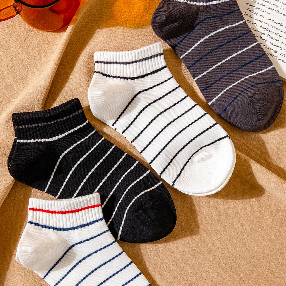 Socks Thin Cotton Socks Of The Four Seasons In Spring And Summer Sweat Absorption Stripe Breathable Men Spring Ship Socks I