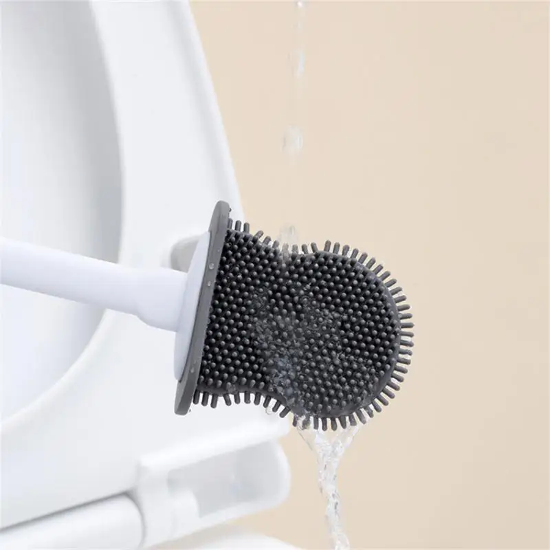 

Silicone Toilet Brush WC Cleaner Toilet Brush with Holder Flat Head Flexible Soft Bristles Brush Bathroom Accessory Gap Cleaning