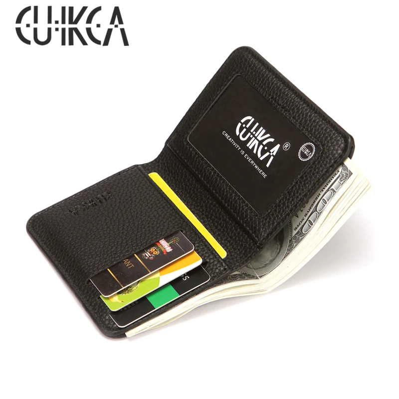 

Мужской кошелек CUIKCA из искусственной кожи, тонкий бумажник с узором Личи, держатель для карт и удостоверения личности