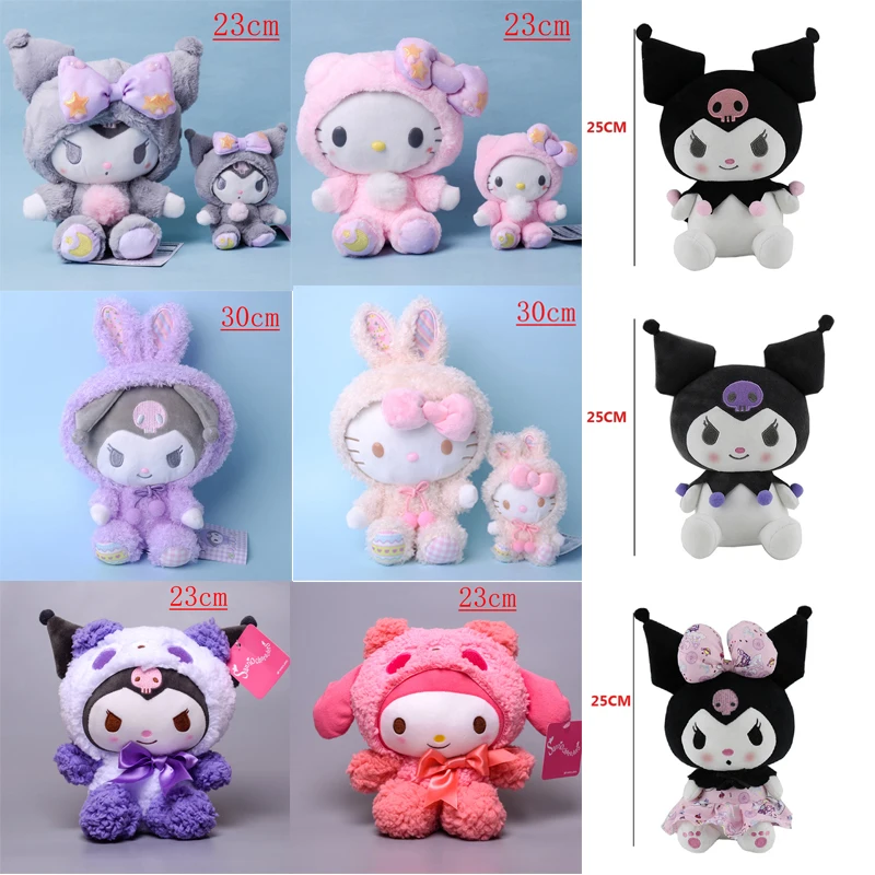 

Sanrio Plush Kuromi Plush Hello Kitty Plush Toy My Melody Cinnamoroll Pillow Soft Stuffed Cartoon Kawali Doll Toy for Kids Gift