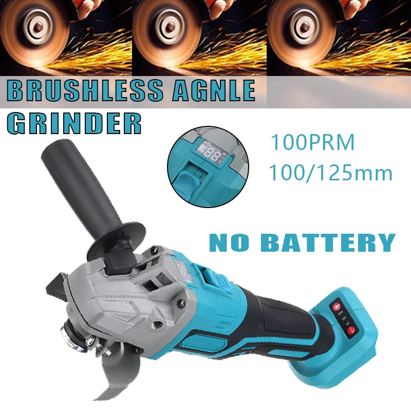 

Brushless Electric Angle Grinder 100mm/125mm Grinding Machine Cordless Woodworking Cutting Power Tool For 18V Makita Battery