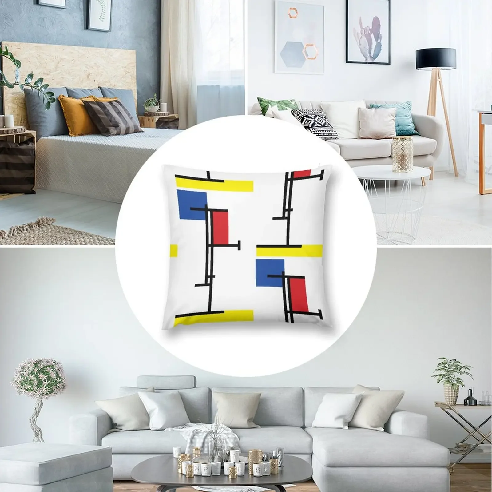 Mondrian Minimalist De Stijl Modern Art III ? Fatfatin Декоративная подушка наволочка Рождественская