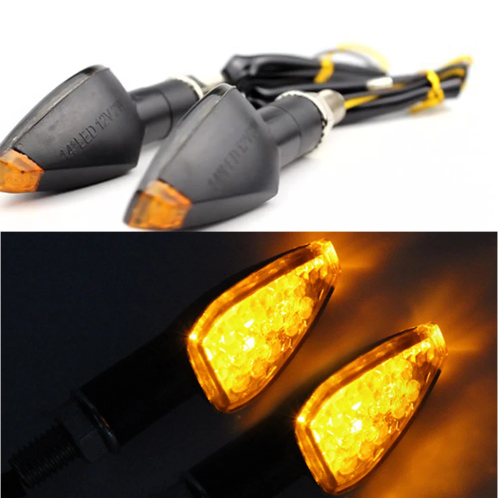 2/4pcs Universal Motorcycle LED Turn Signals Long Short Turn Signal Indicator Lights Blinkers Flashers Amber Color Accessories