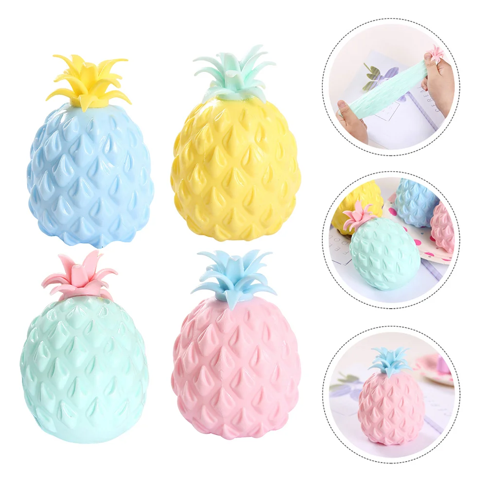 

6 Pcs Fruit Toys Pineapple Squeeze Balls Releasing Elastic Decompression Bubble Fidget Funny Child