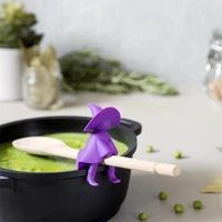 spill proof lid silicone witch spoon holder heat resistant rack utensilios de cocina novedosos cozinha kitchen gadget sets