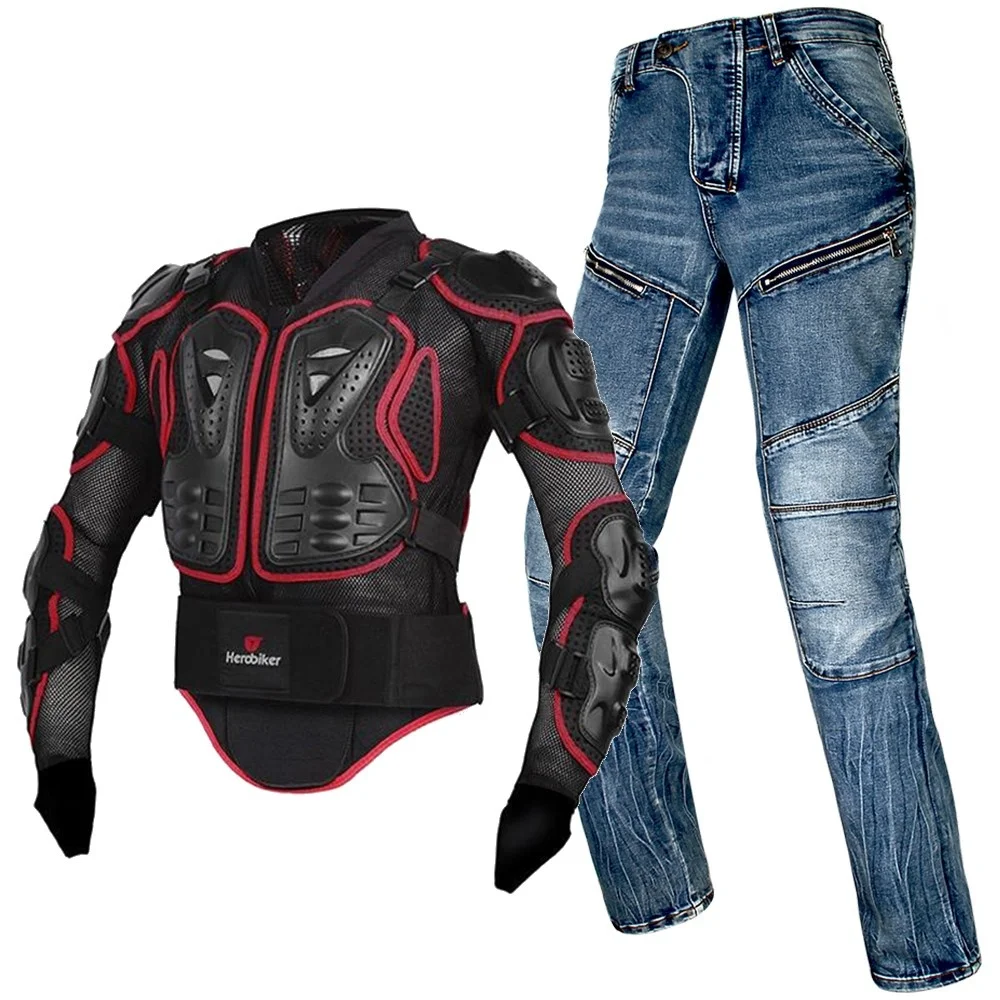 

HEROBIKER мотоциклетная броня для мужчин, полный бодибилдинг, жилет, гоночный мотоцикл для езды на мотоцикле, джинсы, костюмы, размер броня для м...