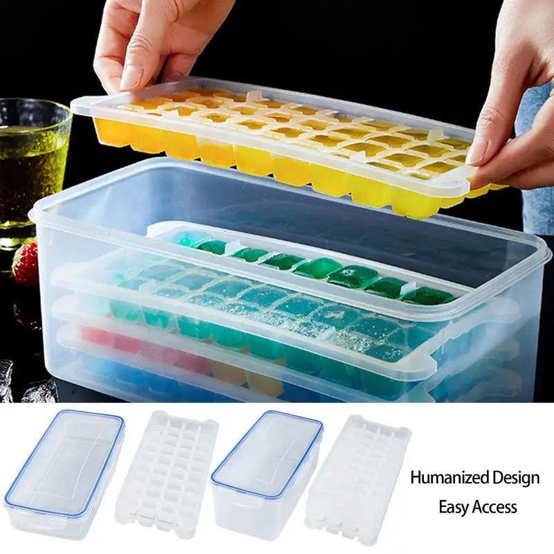 

Ice Cube Tray 1Pc Large Capacity Unique Design Ice Cube Tray With Lid Square Ice Cube Mold Cubitera Food Grade Silicone Wine Pot