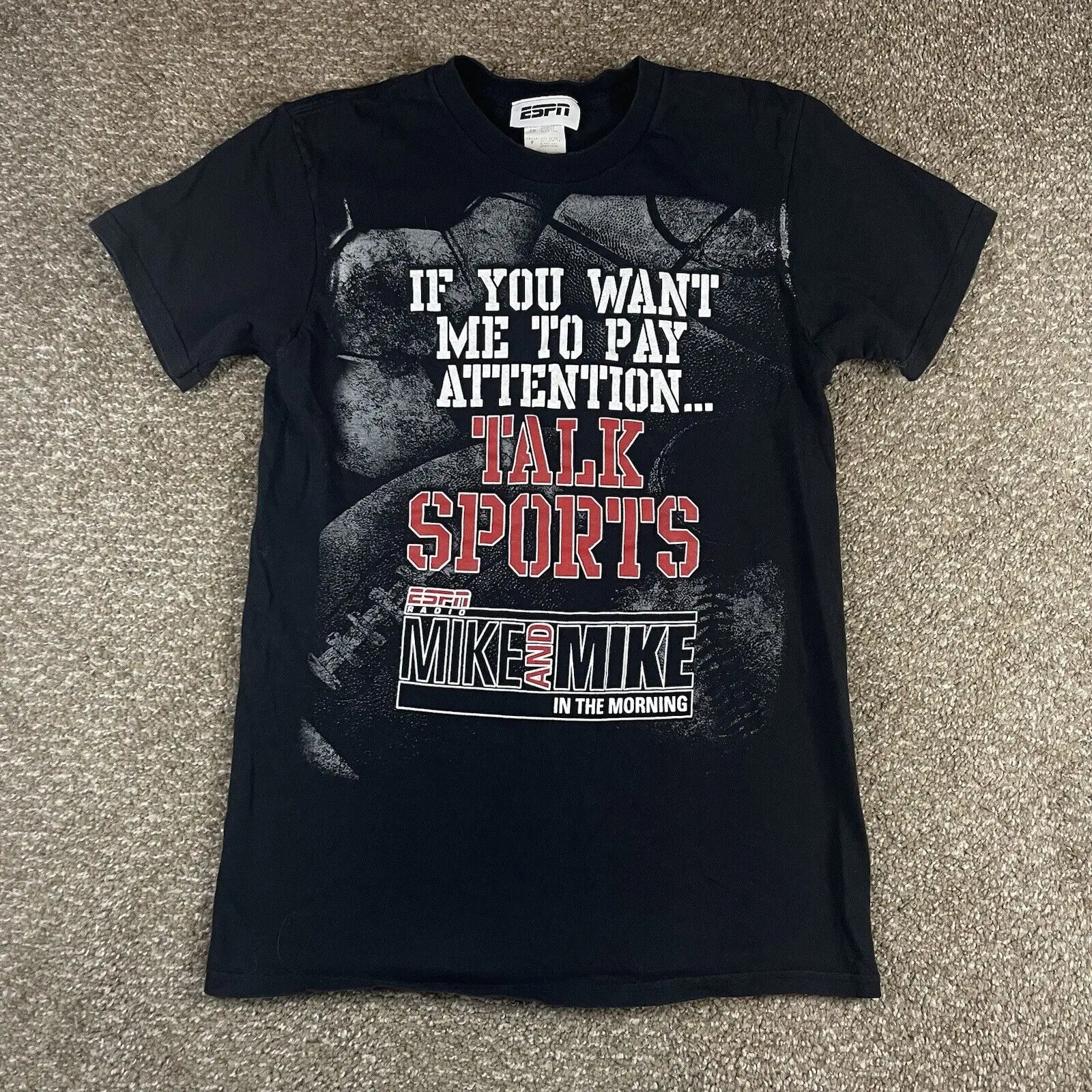 Винтажная Спортивная футболка ESPN Mike &amp Talk Черная мужская Футболка В Стиле Ретро